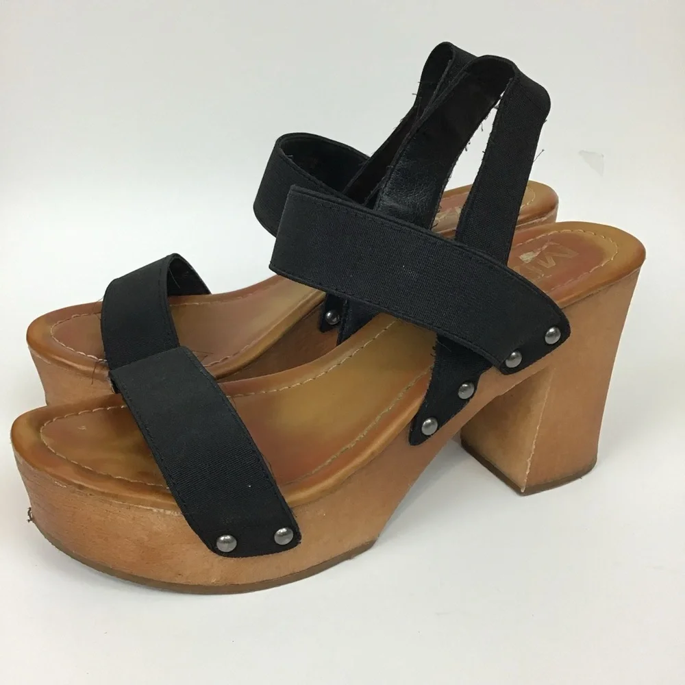 MIA 90’s Black Strap Platform Open Toe Retro Block Heel Heeled Sandal 8.5